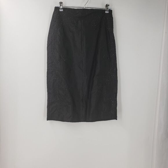 FRENCH CONNECTION women's 6 black embellished silk skirt - Picture 1 of 6